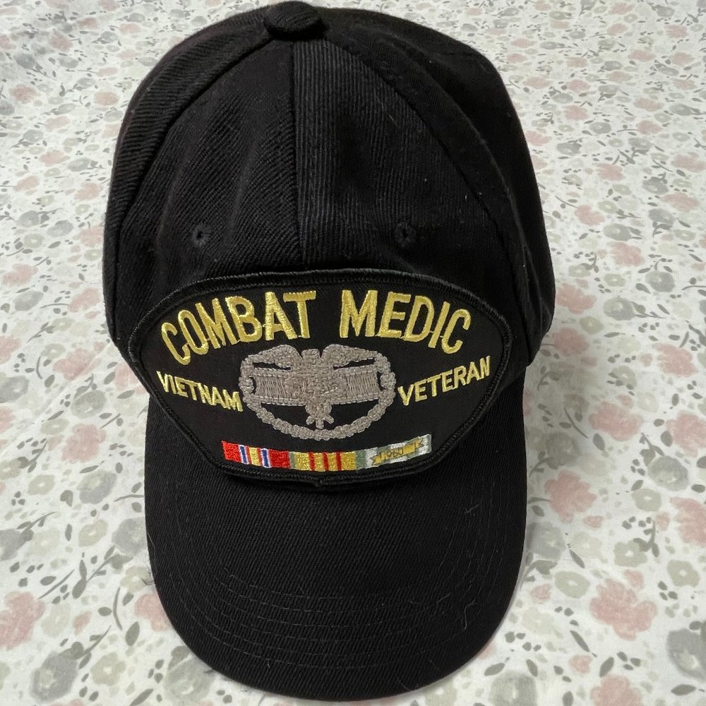 Vietnam Veteran Combat Medic Hat - Black - Velcro Adjustment